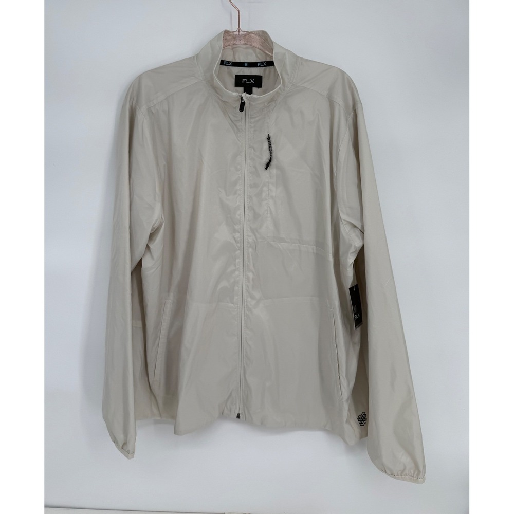 FLX Urban Commuter Windbreaker Jacket Womens Cream Packable Reflective NEW Sz XL